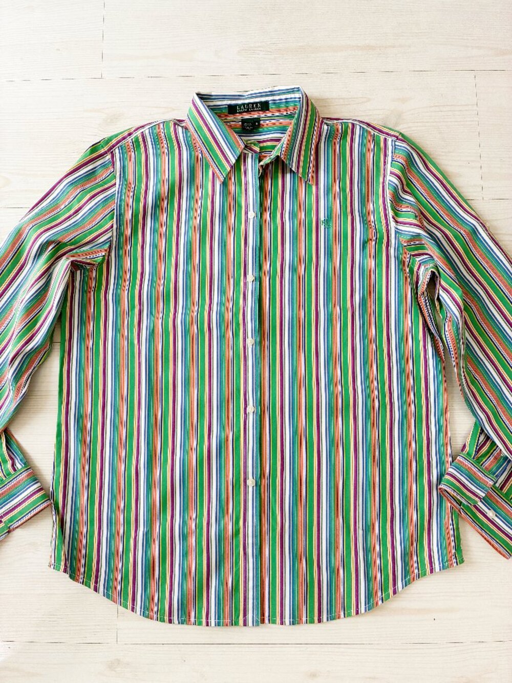 Lauren Ralph Lauren Multi-Color Striped Button Down Shirt Cotton Size M